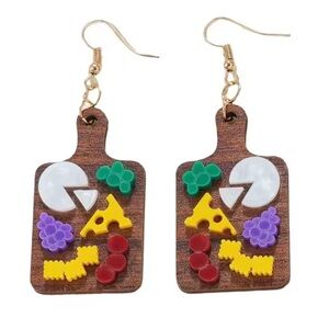 Colorful Cheese Board Charcuterie Earrings Novelty - NWT Statement Jewelry!